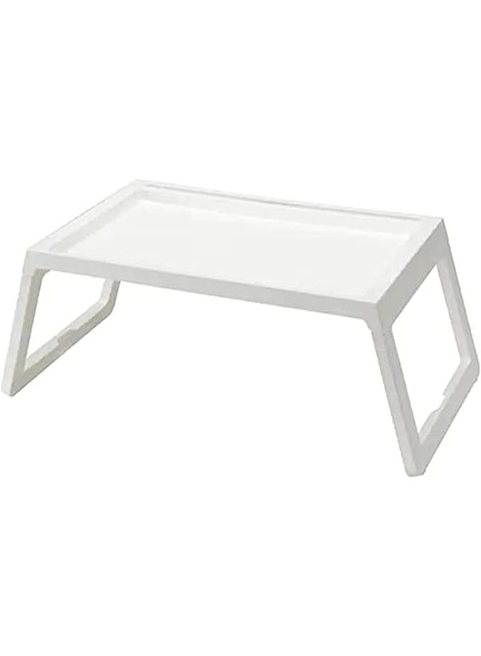 صينية سرير قابلة للطي، صينية متعددة الأغراض للطعام، طاولة كمبيوتر محمول للدراسة والعمل 56 × 36 × 26 سم (أبيض) - Image 1